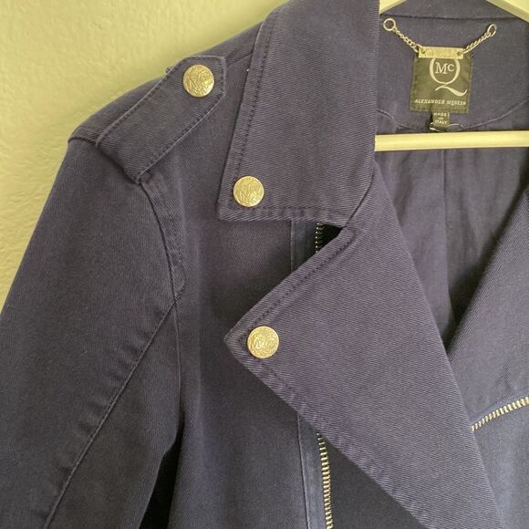 MCQ Alexander McQueen Navy Blue Biker Jacket - Picture 9 of 12